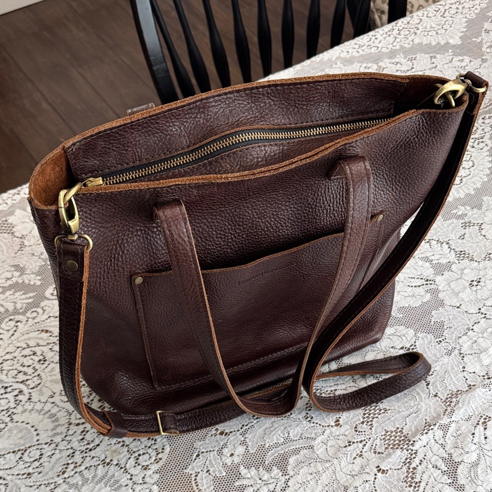 Portland leather goods, crossbody full tote, cold brew. - Picture 13 of 15